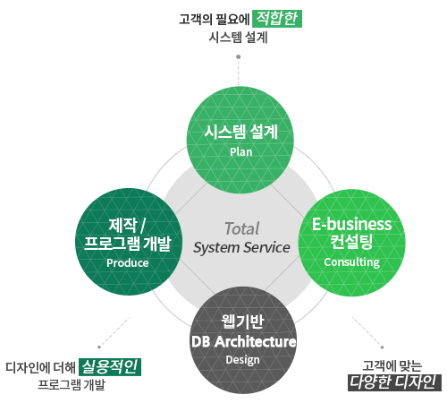 시스템설계,제작/컨텐츠개발, E-business컨설팅, 웹기반 DB Design